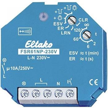 Eltako FSR61NP-230V Wireless Actuator, Current Impulse Relay, 1 NO Contact, 250 V/10 A, Surge Protection Switch, 1-Channel Flush Mount, Switching Capacity (Max.) 2000 W