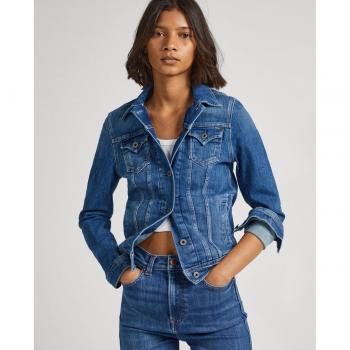 Pepe Jeans Women's Thrift Denim Jacket, Regular Fit, Sustainable, Black
