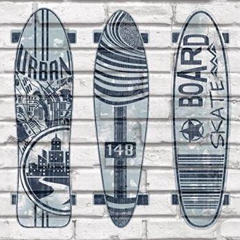 Urban Friends & Coffee Papel Pintado Tablas de Surf Azul y Blanco Paredes