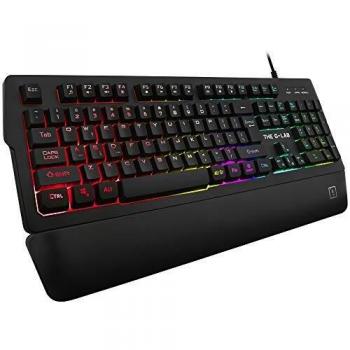 THE G-LAB Keyz PALLADIUM Teclado Gaming QWERTY Incluye Ñ - Teclado Gaming con Retroiluminación RGB Multicolor, Reposa Muñecas Magnético, Macros y Anti-Ghosting – PC, PS4, Xbox One - NUEVO