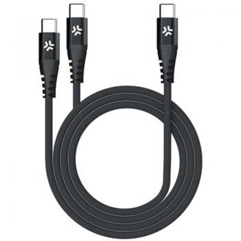 Cable USB-C Celly A 2USBC BK 100W Nylon Negro
