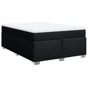 Cama box spring con colchón de muelles en tela negra 140x200 cm