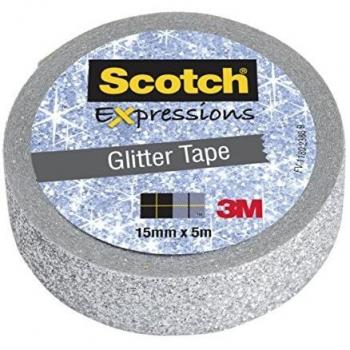 Scotch Exp Tapes Glitter C514-Sil WE R1 - Rollo de cinta, color plata