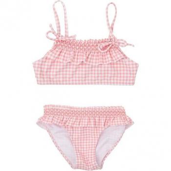 Bikini de niña en cuadros vichy con volantes