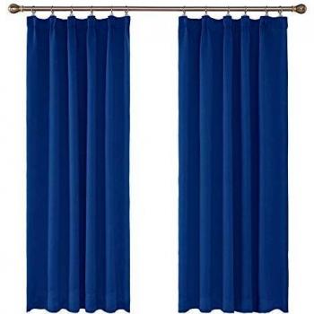 Amazon Brand - Umi Cortinas Salon Habitacion Opacas Aislantes Termicas Fruncidas 2 Piezas 140x180cm Azul Oscuro