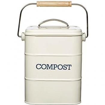 KitchenCraft Living Nostalgia Metal Kitchen Compost Bin, Antique Cream, 16.5 x 12 x 24 cm