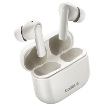 Auriculares Inalámbricos Bluetooth 5.3 Baseus Bowie E17 - Cancelación de Ruido, 25 Horas de Reproducción, Micrófono ENC, Carga Rápida, Intraurales Blancos