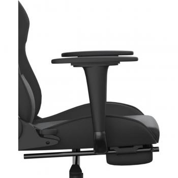 vidaXL Massage Gaming Chair with Footrest Black Faux Leather