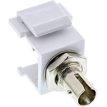 Conector Keystone de Fibra Óptica Snap-in Simplex ST/ST Multimodo con Casquillo de Cerámica - Blanco