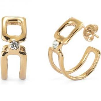 UNO de 50 Double Hoop Earrings - 18k Gold Plated with White Topaz