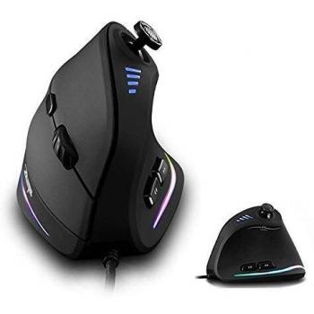 Hangang Ratón Vertical con Barra de Control,Programación de Marquesina RBG,11 Botones Mouse Gaming,Diseño Ergonómico Vertical para Reducir la Muñeca Masculina
