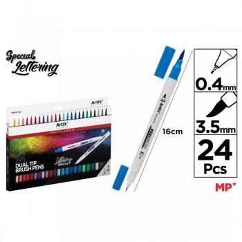Rotuladores de Lettering Doble Punta Pincel 24 Colores Surtidos para Dibujo, Niños y Adultos