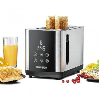 Tostadora Rommelsbacher TO 850, 2 ranuras, acero inoxidable y negro, 850 W, centrado automático del pan