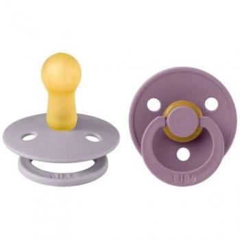 BIBS Chupete Colour Fossil Grey & Mauve 0-6 meses, 2 piezas, tetina de látex, libres de BPA 0%