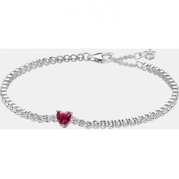 Pulsera Pandora Timeless de plata con corazón rojo