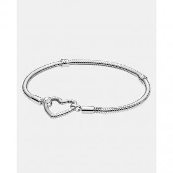 Pulsera Pandora Moments con Cierre de Corazón en Cadena de Serpiente de Plata - 599539C00