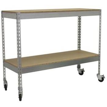 Estantería Industrial Ecoforte 1504-2, Chipboard Galvanizado/Madera, 975x1500x450 mm, Capacidad de Carga 75 kg, con Ruedas y Alturas Ajustables