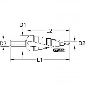 Broca escalonada HSS Co 5, Ø 4-22mm, 10 niveles KS Tools 330.2331