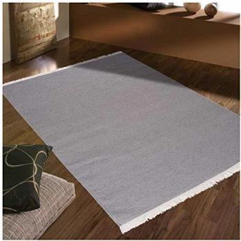 Alfombra kilim hecha a mano de lana gris 140x200 BAYA IBAY