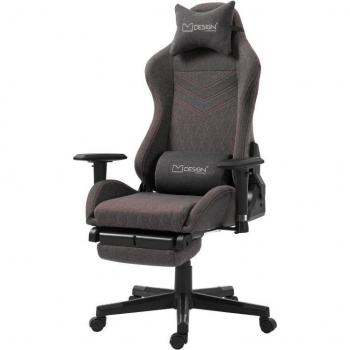 Silla Gaming Ergonomica Giratoria Ajustable 122-131cm Gris/Rojo con Dossier Inclinable y Soporte para Pies ML-Design