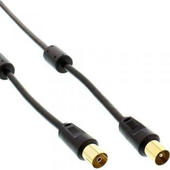 Cable Antena Premium InLine® 2x Blindado con Filtro >85dB Negro 3m