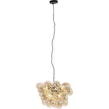 Lámpara colgante inteligente negra con cristal ámbar y 8 bombillas G9 WiFi - Uvas