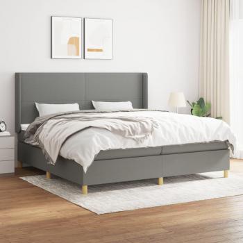 Cama box spring con colchón de muelles gris oscuro 200x200 cm Tela Vidaxl