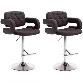 Set de 2 Taburetes de Bar Dublin Altura Ajustable y Giratorios en Tela Negra