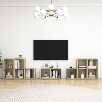 Mueble TV Set 8 piezas Sonoma madera roble multicapa, aglomerado color roble Sonoma