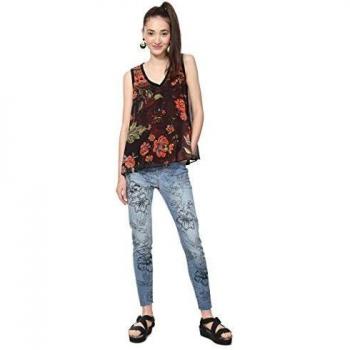 Desigual Blouse Sleeveless Olaf Woman Black Blusas, Negro