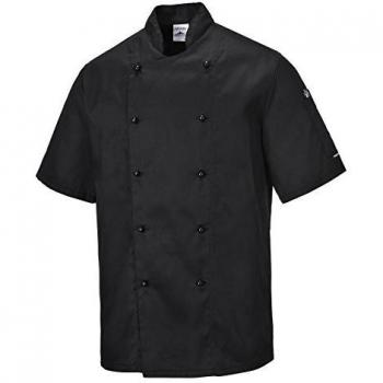 Chaqueta de Chef Portwest Kent Negra Manga Corta Talla M