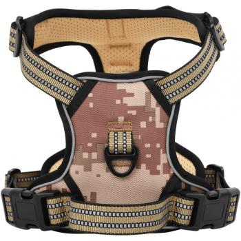 Arnés para perros ajustable marrón camuflaje con bandas reflectantes tamaño S