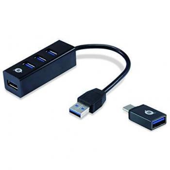 Conceptronic HUBBIES04B - Hub USB 3.0 de 4 Puertos y Adaptador OTG para USB-C