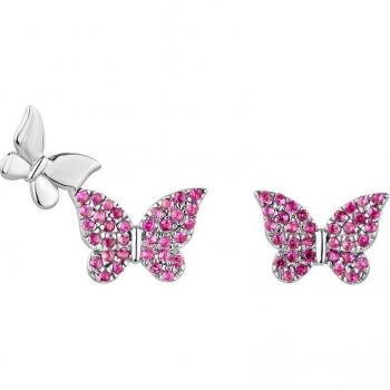 Pendientes asimétricos Butterfliede de plata bañados en rodio