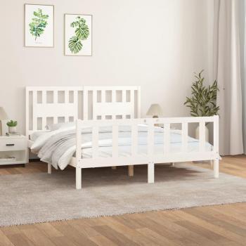 Estructura de cama con cabecero madera pino blanco 160x200 cm vidaXL