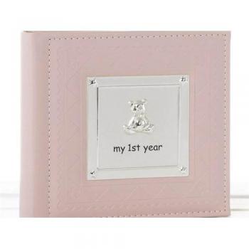 77803 Álbum de Fotos Infantil, diseño de Texto en inglés «My First Year», Color Rosa