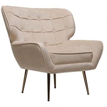Sillón de Terciopelo Ergonomico Austin - 79 x 71 x 79,5 cm - Color Beige