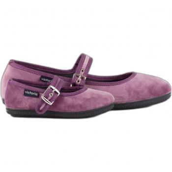 Victoria Oda Velvet Mary Janes for Girls with Matching Trim and Side Buckle