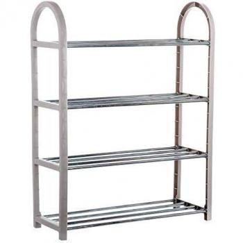 Storage Solutions 83029 Zapatero con Estructura Plástico y Soporte Hierro, Negro/Gris, 64 x 19 x 66 Cm