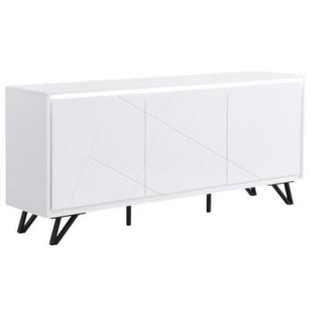 Aparador SALIANO de 3 puertas con LEDs en MDF blanco lacado