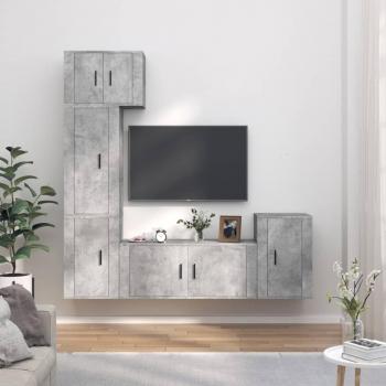 vidaXL Set de muebles para TV 5 piezas madera contrachapada gris hormigón