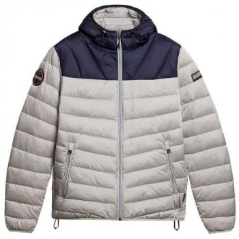 Napapijri Aerons CB 3 Men's Hooded Puffer Jacket - Gray Ghost - Medium