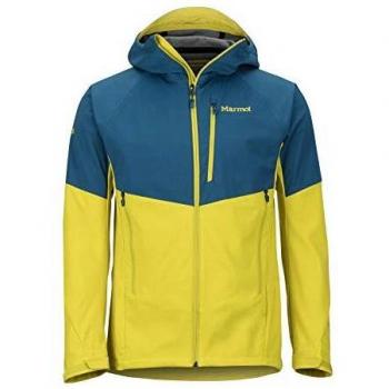 Marmot ROM Jacket Chaqueta de Softshell Funcional para Exterior, Impermeable, Hombre, Moroccan Blue/Citronelle, Small