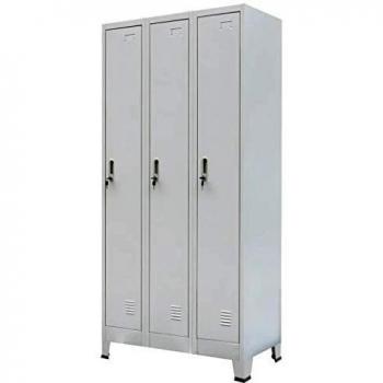 vidaXL Armario Taquilla con 3 Compartimentos Acero 90x45x180 cm Gris Casillero