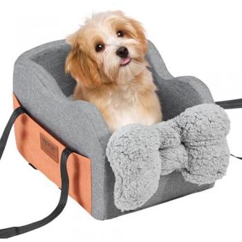 VEVOR Adjustable Center Console Dog Booster Seat for Small Pets with Clip-On Leash and Straps
