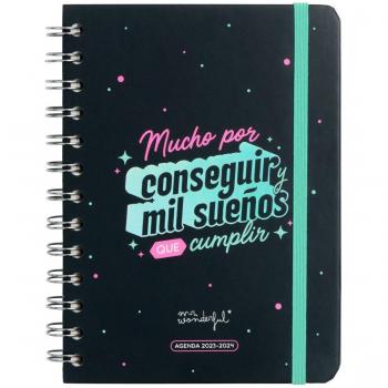 Agenda Escolar Mr. Wonderful 2023-2024 Semanal Pequeña - Mucho por Conseguir y Mil Sueños que Cumplir - Tamaño 12x2x17 cm