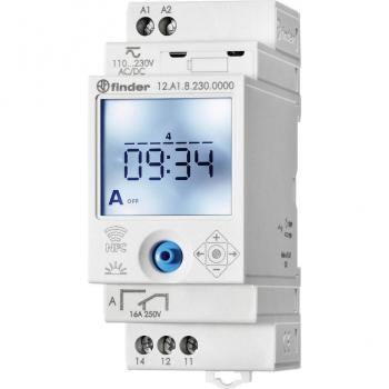Finder 12.A1.8.230.0000 - Digital Time Switch 230VAC, DIN Rail Mount Timer, Astronomical and Week Settings