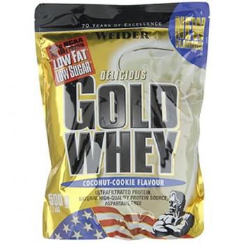 Weider Gold Whey Sabor Coco-Cookies - 500 gr. Concentrado de Proteina de Suero de la más alta calidad. Fácil absorción y digestión. Baja en grasas y azúcares. Con un extra de BCAA.