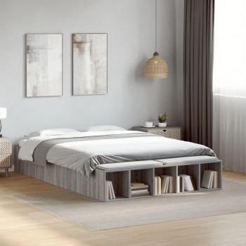 Cama Sonoma de madera de ingeniería multicapa gris 135x190 cm