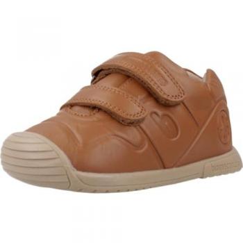 Biomecanics - Zapatillas deportivas de bebés con doble cierre adherente, color marrón arena, fabricadas en piel, con plantilla Always Dry de la gama Biogateo para gateo y primeros pasos